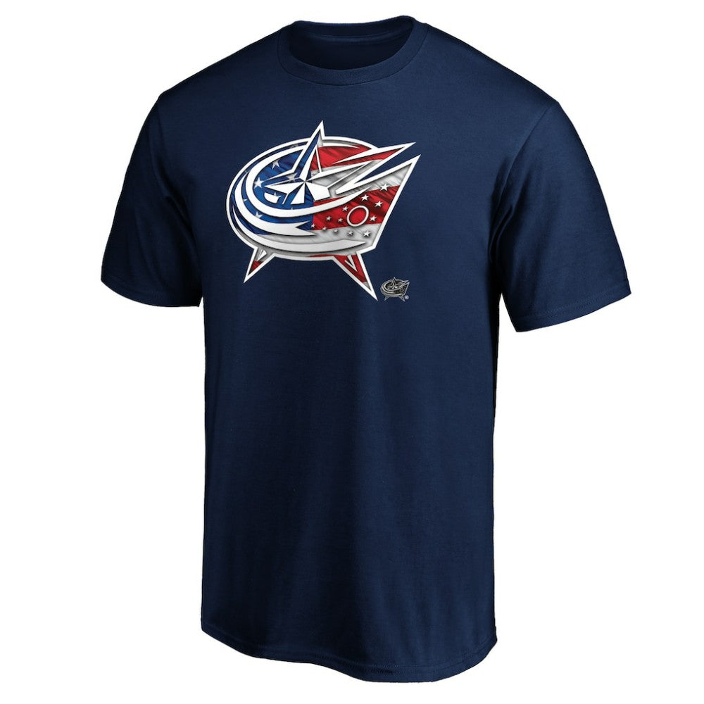 Columbus Blue Jackets Banner Wave Logo T-Shirt Navy