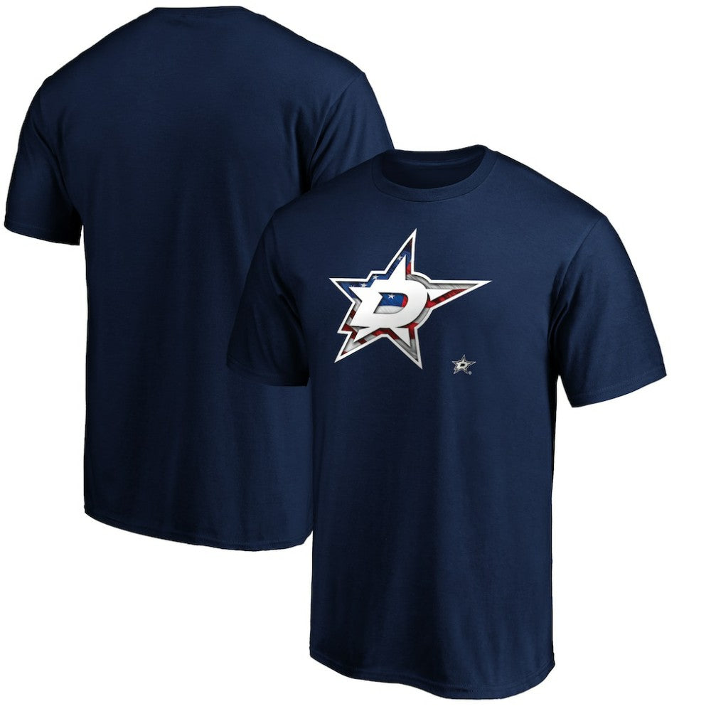 Dallas Stars Banner Wave Logo T-Shirt Navy