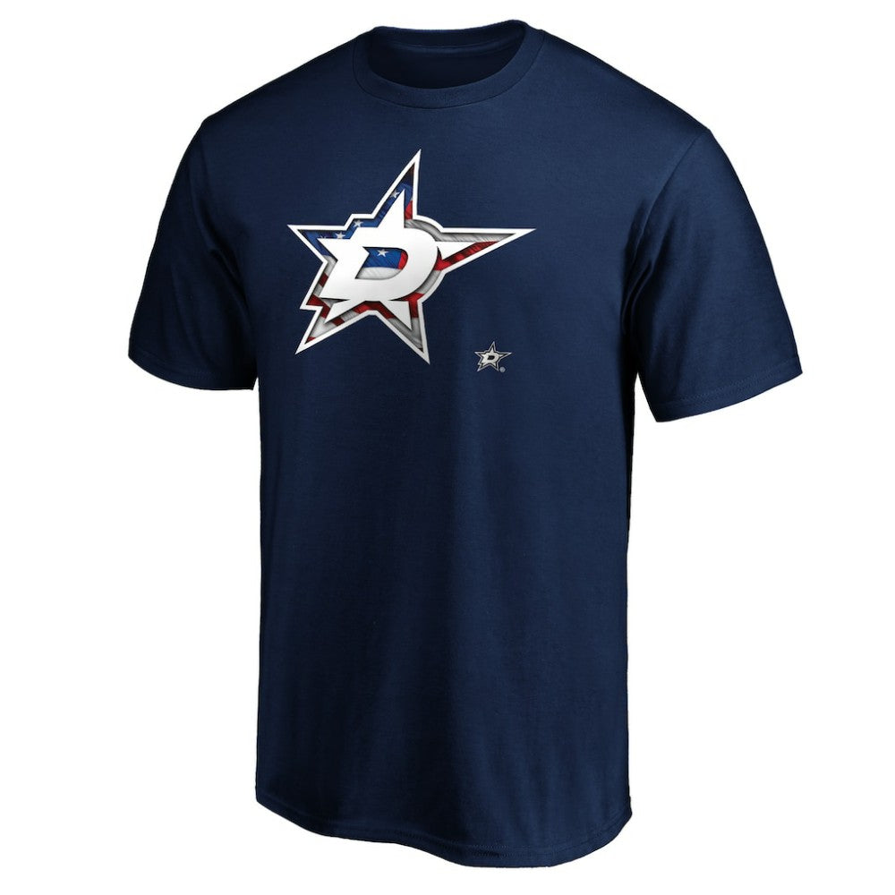 Dallas Stars Banner Wave Logo T-Shirt Navy