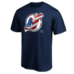 New Jersey Devils Banner Wave Logo T-Shirt Navy