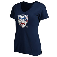 Florida Panthers Women's Banner Wave Logo V-Neck T-Shirt T-Shirt Navy