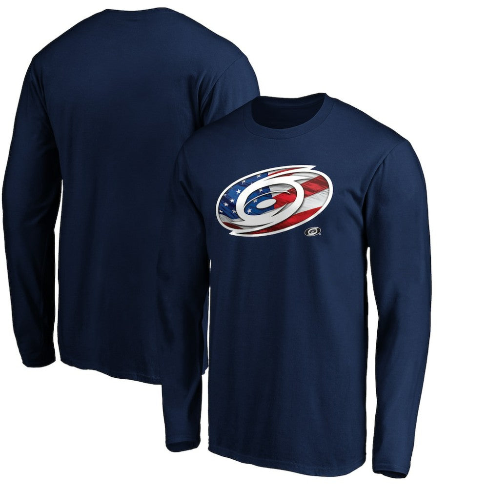 Carolina Hurricanes Banner Wave Logo Long Sleeve T-Shirt Navy
