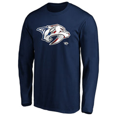 Nashville Predators Banner Wave Logo Long Sleeve T-Shirt Navy