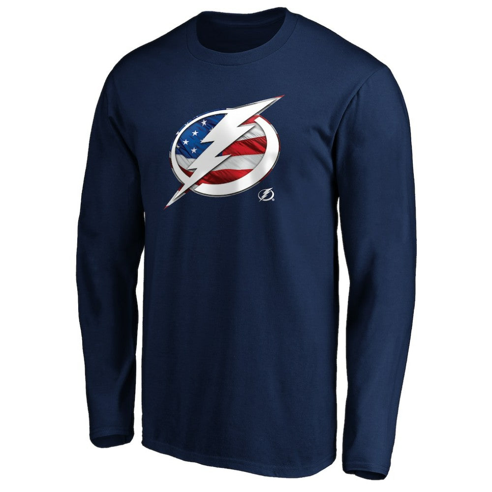 Tampa Bay Lightning Banner Wave Logo Long Sleeve T-Shirt Navy