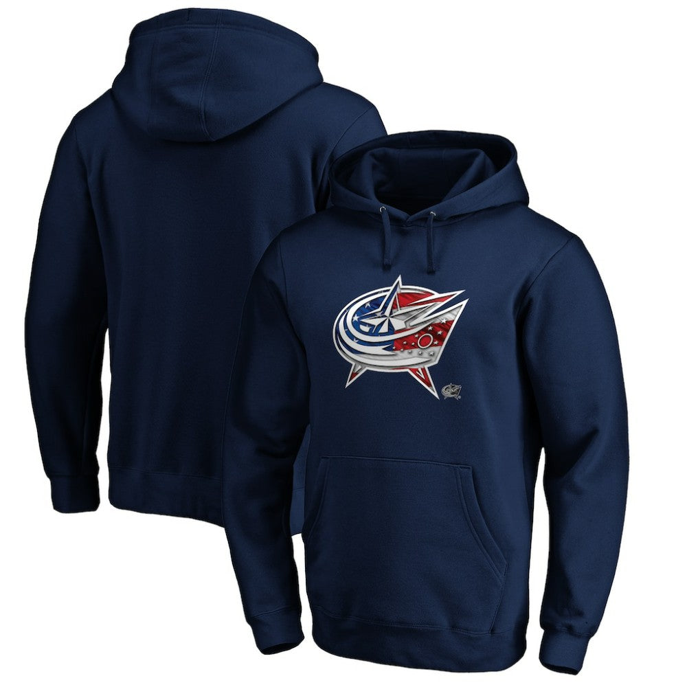 Columbus Blue Jackets Banner Wave Logo Pullover Hoodie Navy