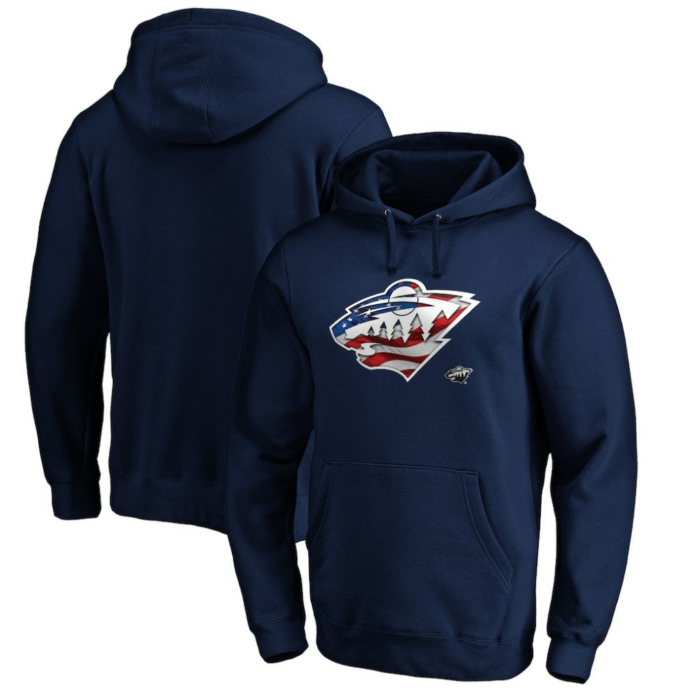 Minnesota Wild Banner Wave Logo Pullover Hoodie Navy