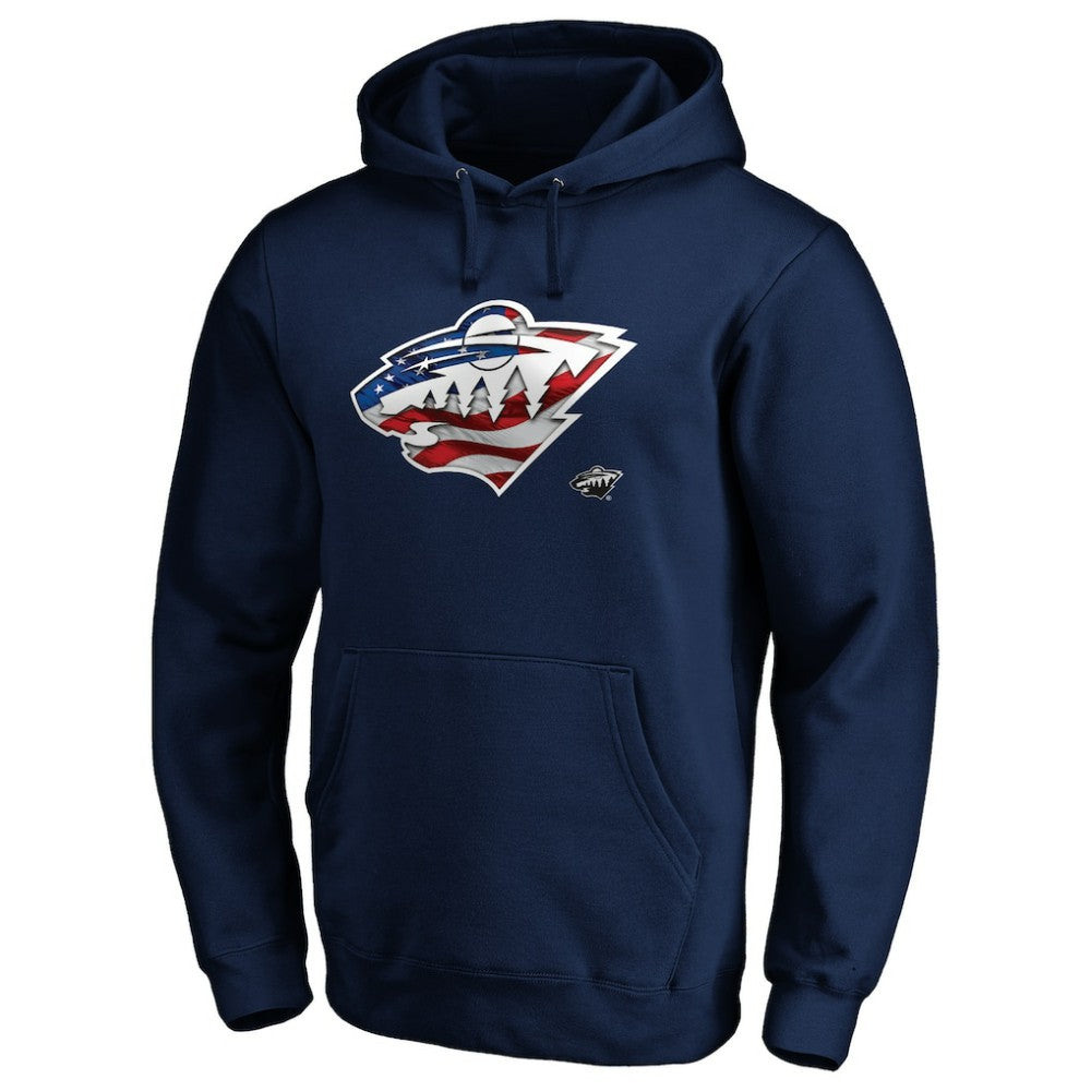 Minnesota Wild Banner Wave Logo Pullover Hoodie Navy