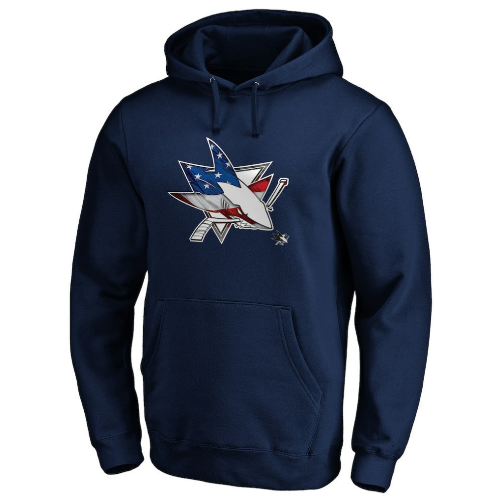 San Jose Sharks Banner Wave Logo Pullover Hoodie Navy
