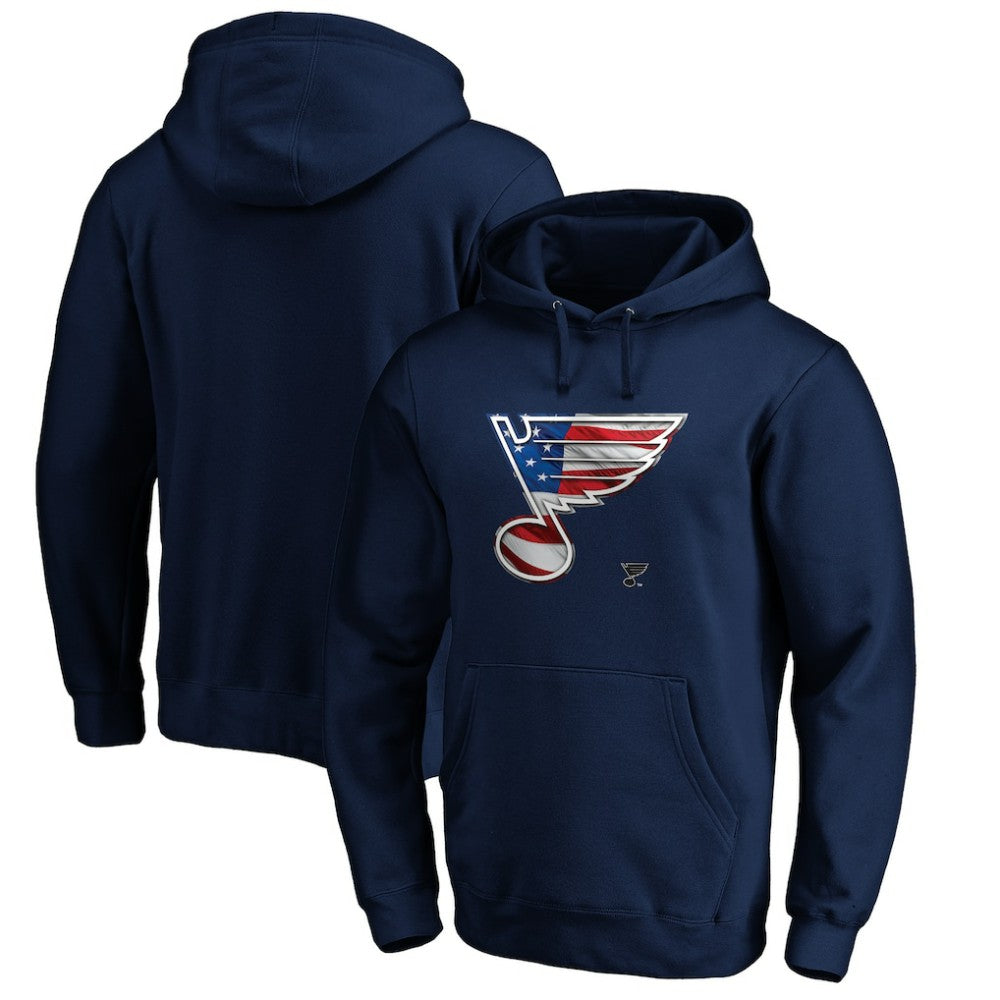 St. Louis Blues Banner Wave Logo Pullover Hoodie Navy