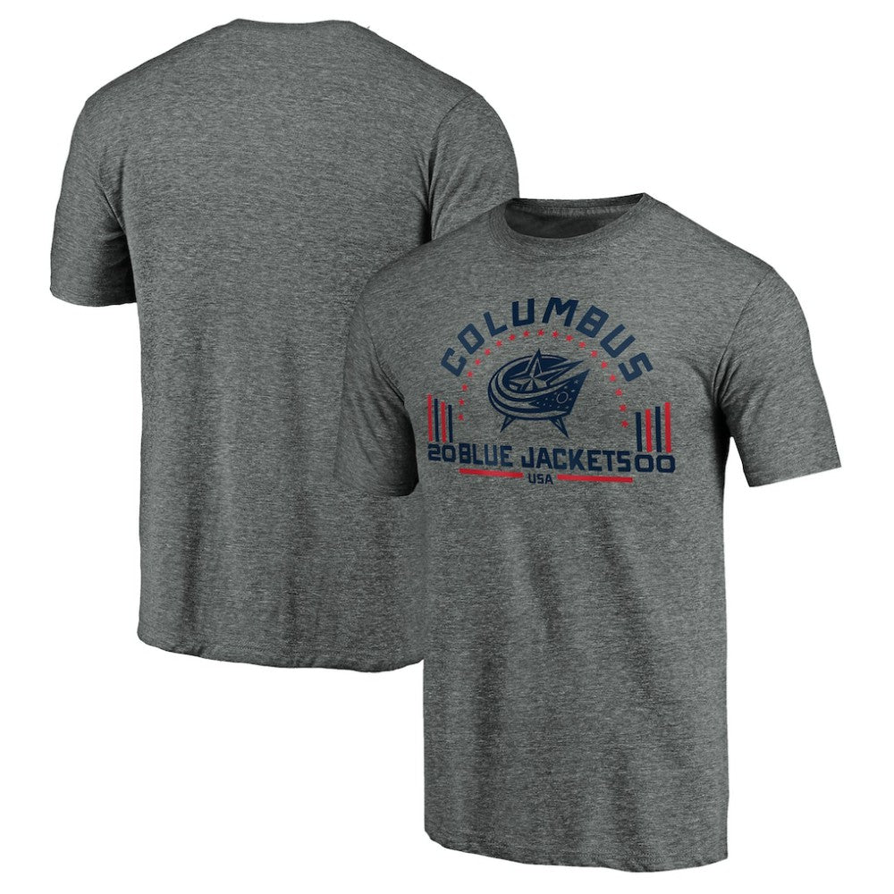 Columbus Blue Jackets Team Freedom Tri-Blend T-Shirt Heathered Gray