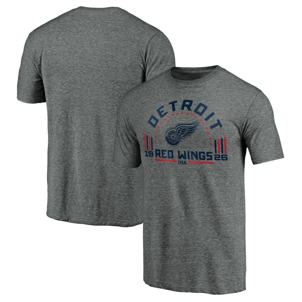 Detroit Red Wings Team Freedom Tri-Blend T-Shirt Heathered Gray