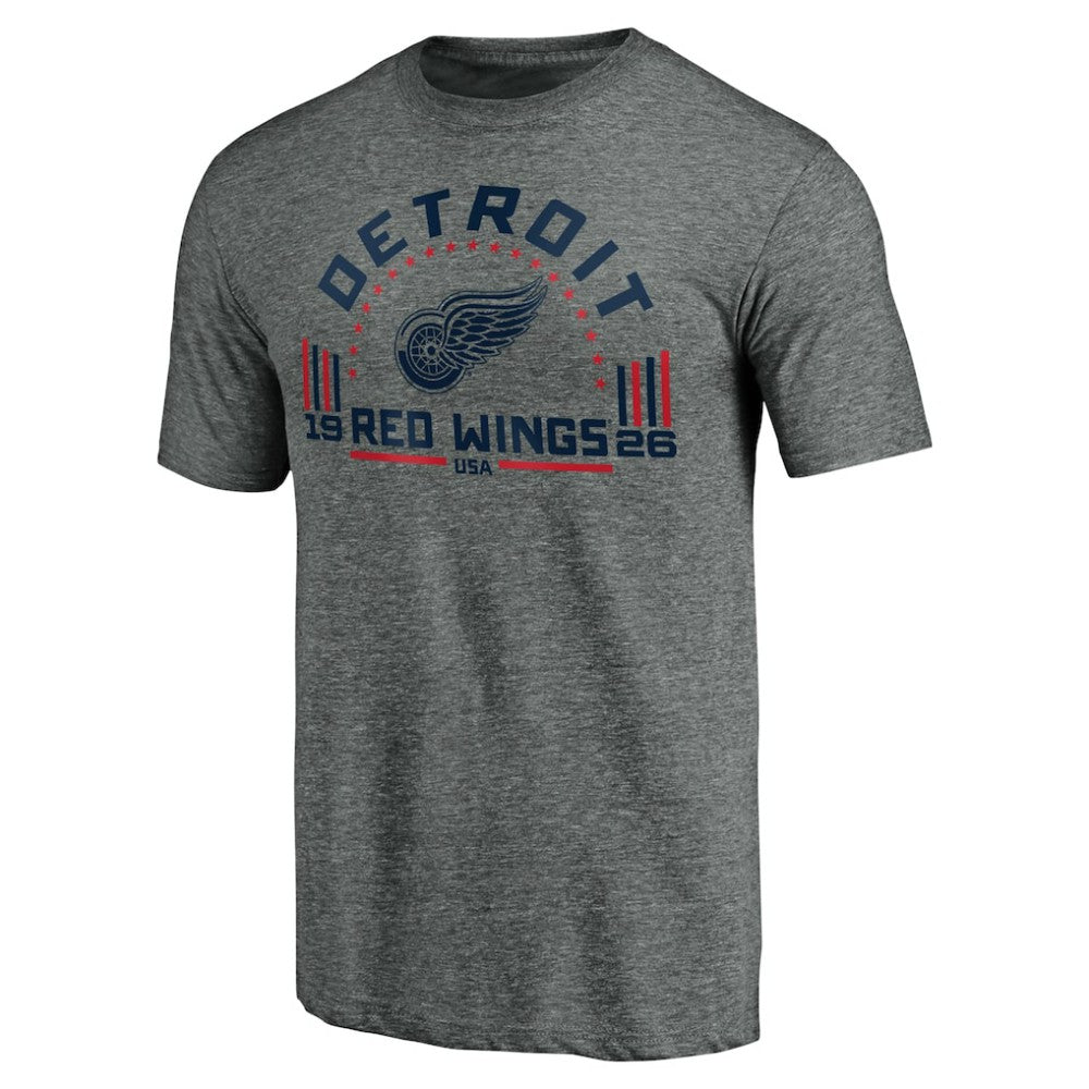 Detroit Red Wings Team Freedom Tri-Blend T-Shirt Heathered Gray