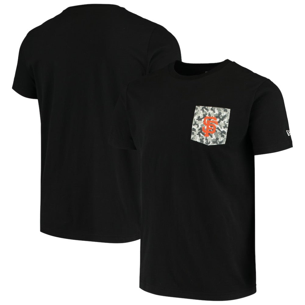 San Francisco Giants 5th & Ocean by Brushed Camo Pocket T-Shirt Black | New Era