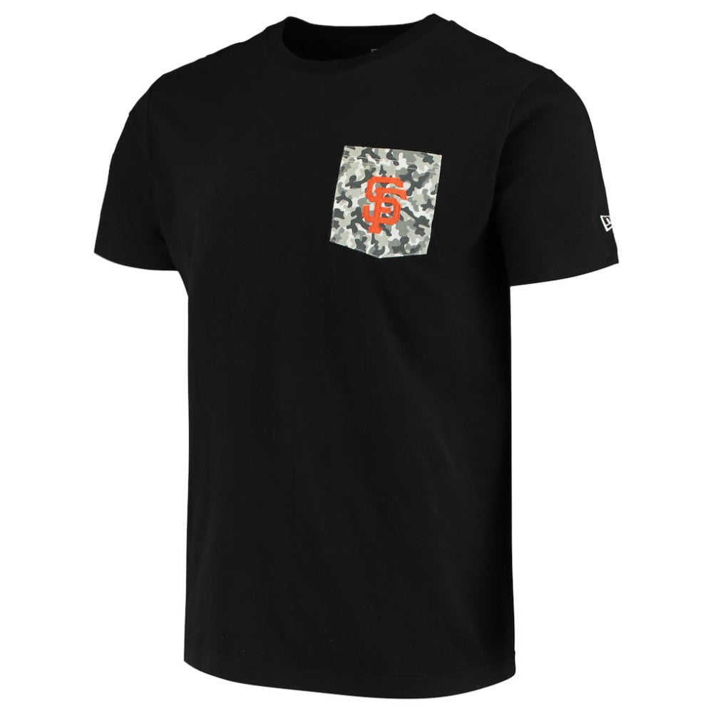 San Francisco Giants 5th & Ocean by Brushed Camo Pocket T-Shirt Black | New Era