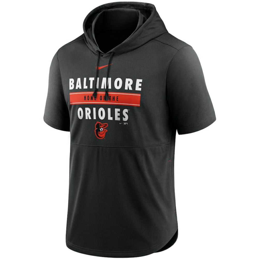 Baltimore Orioles Home Team Short Sleeve Performance Hoodie Top Black | Nike