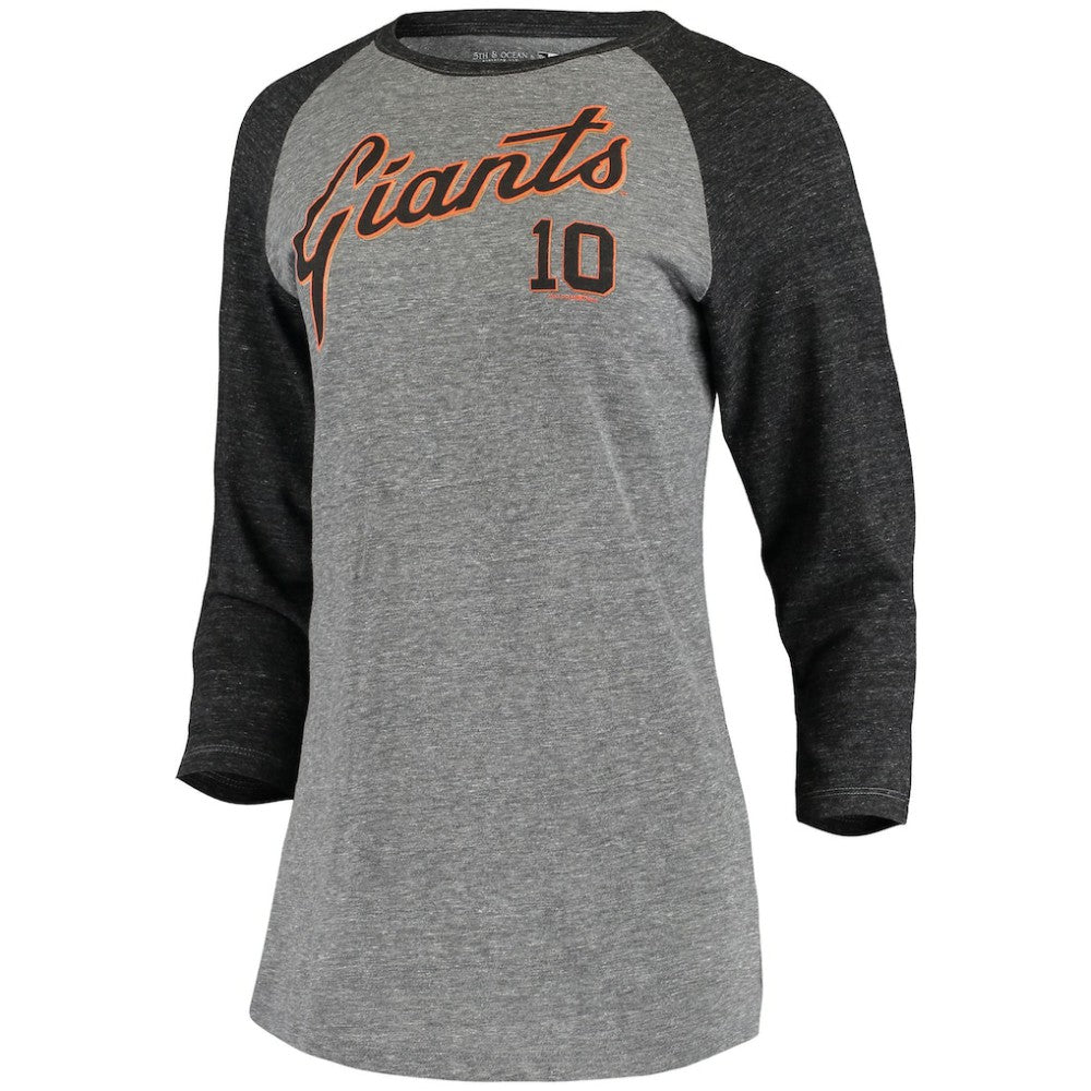 Evan Longoria San Francisco Giants 5th & Ocean by Women's Script Name & Number Raglan Tri-Blend 3/4-Sleeve T-Shirt Gray | New Era