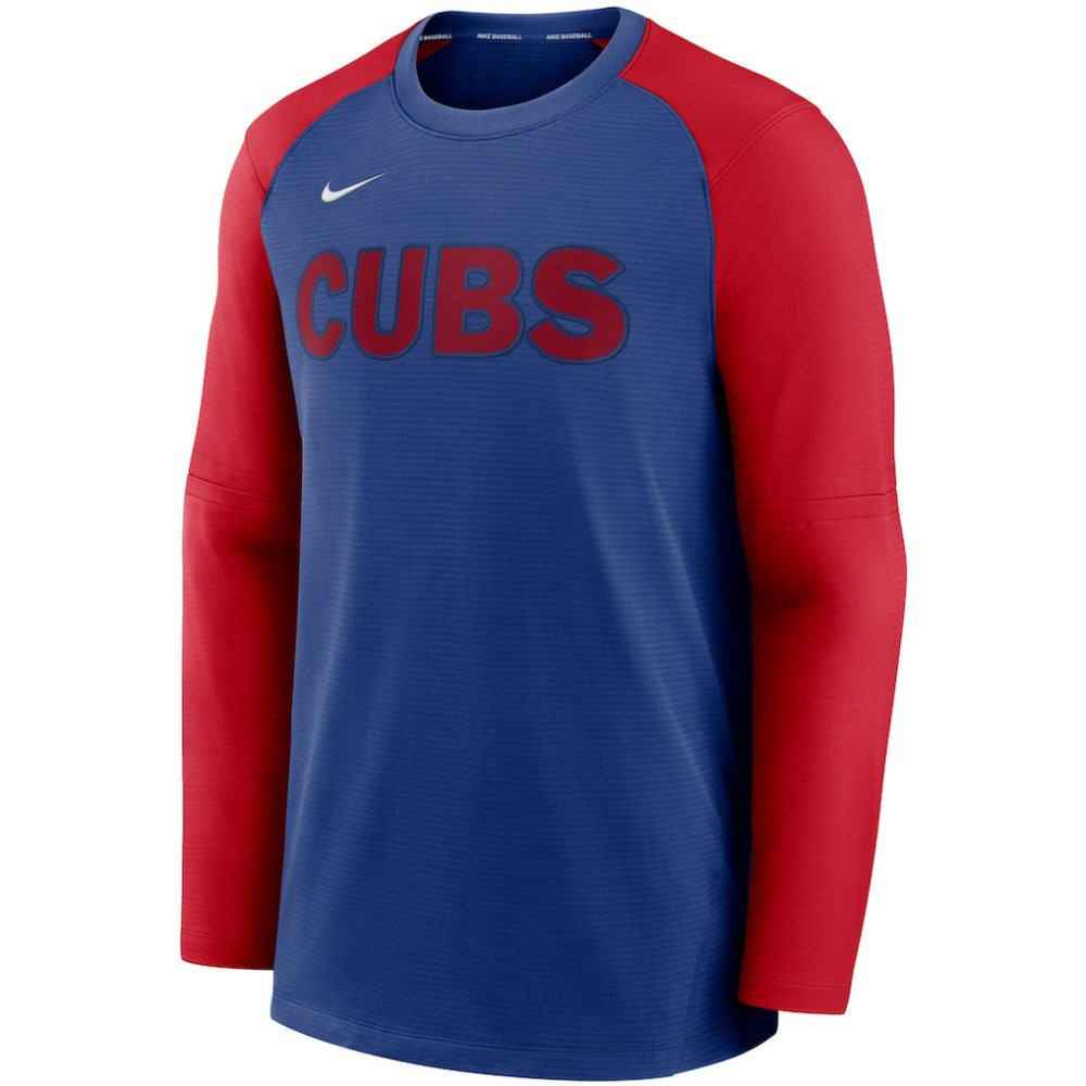 Chicago Cubs Authentic Collection Pregame Performance Raglan Pullover Sweatshirt Royal/Red | Nike
