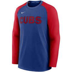 Chicago Cubs Authentic Collection Pregame Performance Raglan Pullover Sweatshirt Royal/Red | Nike