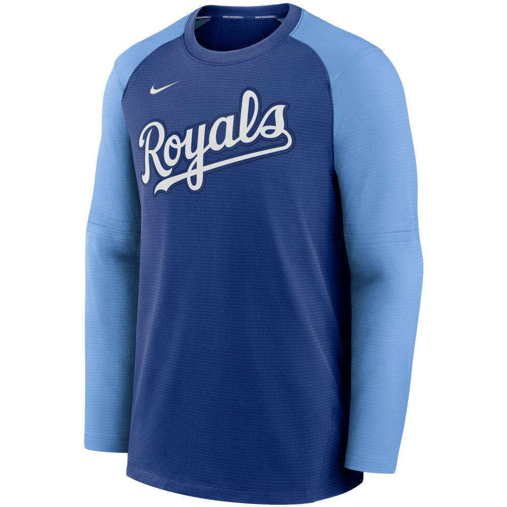 Kansas City Royals Authentic Collection Pregame Performance Raglan Pullover Sweatshirt Royal/Light Blue | Nike