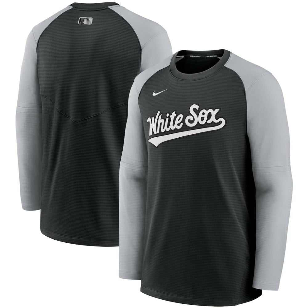Chicago White Sox Authentic Collection Pregame Performance Raglan Pullover Sweatshirt Black/Gray | Nike