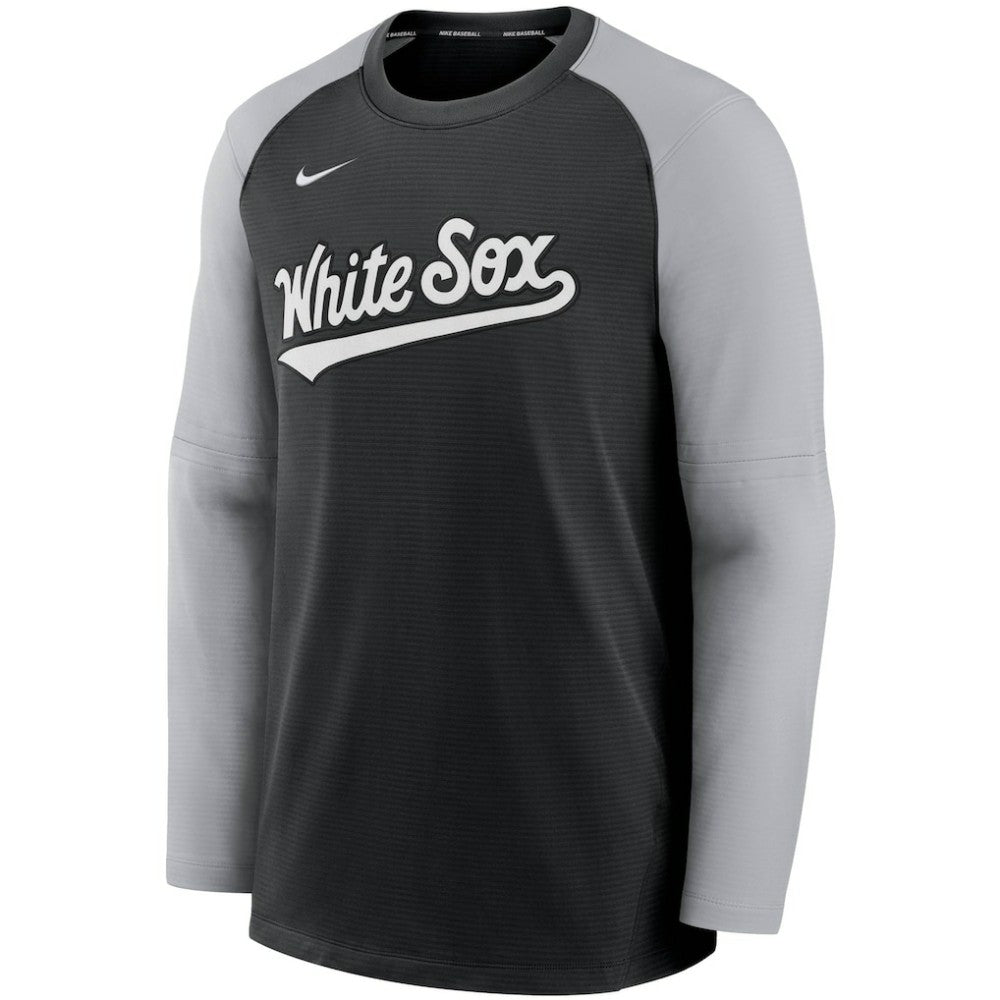Chicago White Sox Authentic Collection Pregame Performance Raglan Pullover Sweatshirt Black/Gray | Nike