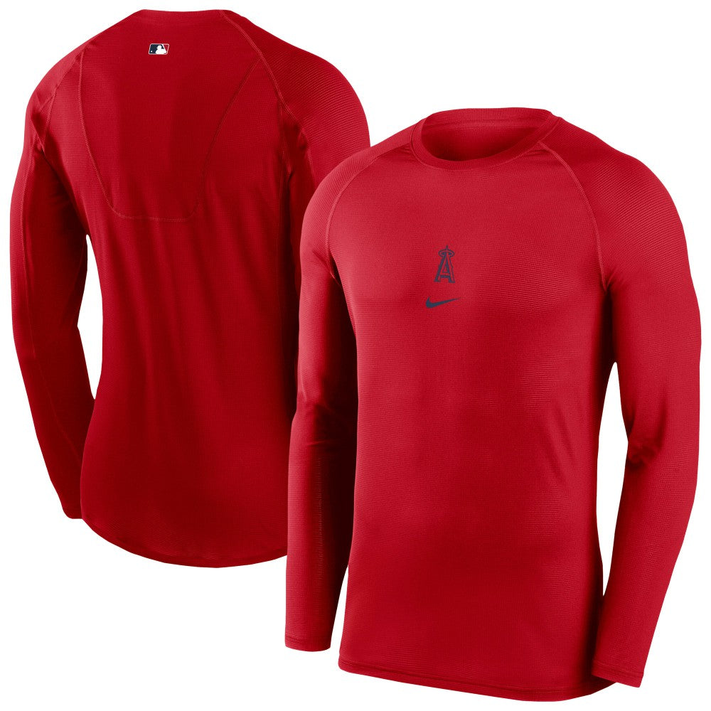 Los Angeles Angels Authentic Collection Raglan Long Sleeve T-Shirt Red | Nike
