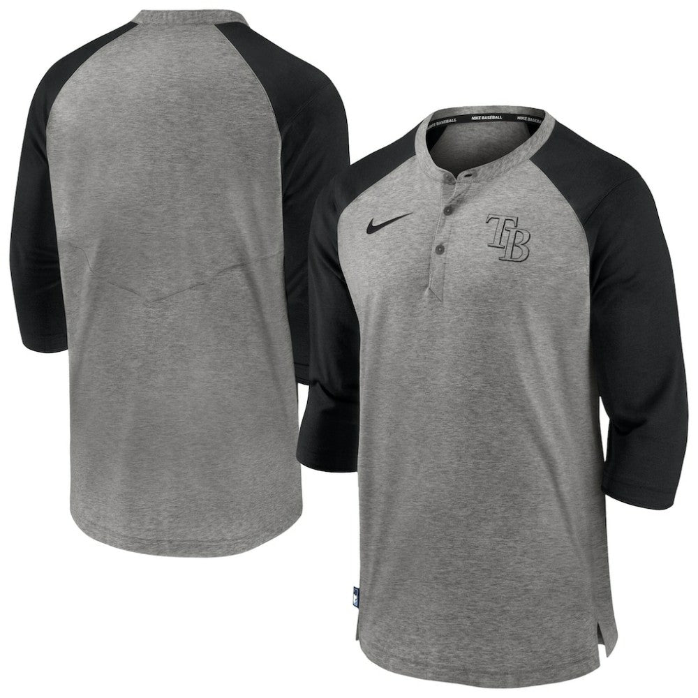 Tampa Bay Rays Authentic Collection Flux Henley Raglan 3/4-Sleeve T-Shirt Gray | Nike