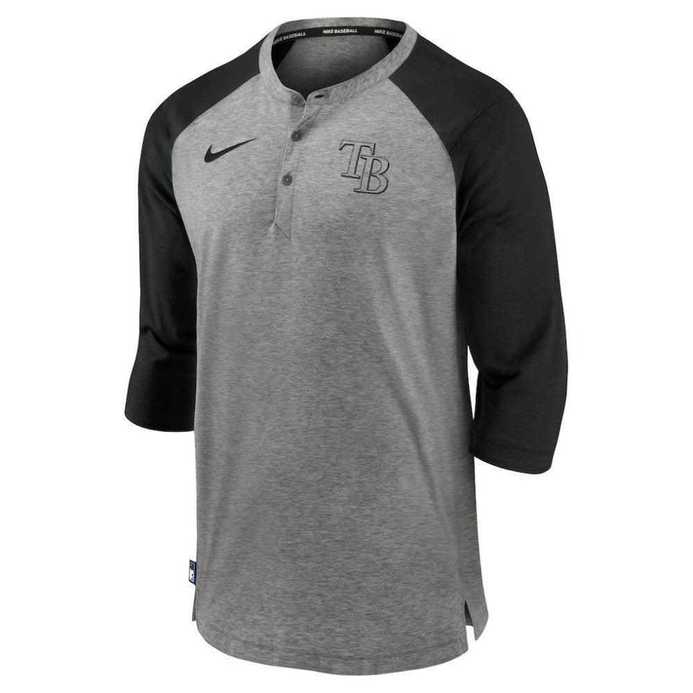Tampa Bay Rays Authentic Collection Flux Henley Raglan 3/4-Sleeve T-Shirt Gray | Nike