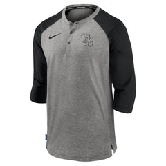 Tampa Bay Rays Authentic Collection Flux Henley Raglan 3/4-Sleeve T-Shirt Gray | Nike