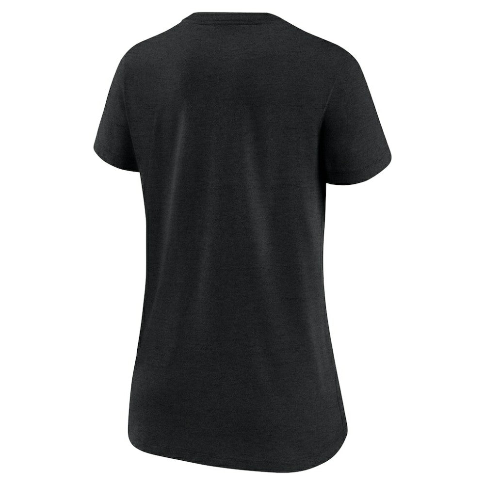 Miami Marlins Women's Authentic Collection Tri-Blend V-Neck T-Shirt Heather Black | Nike