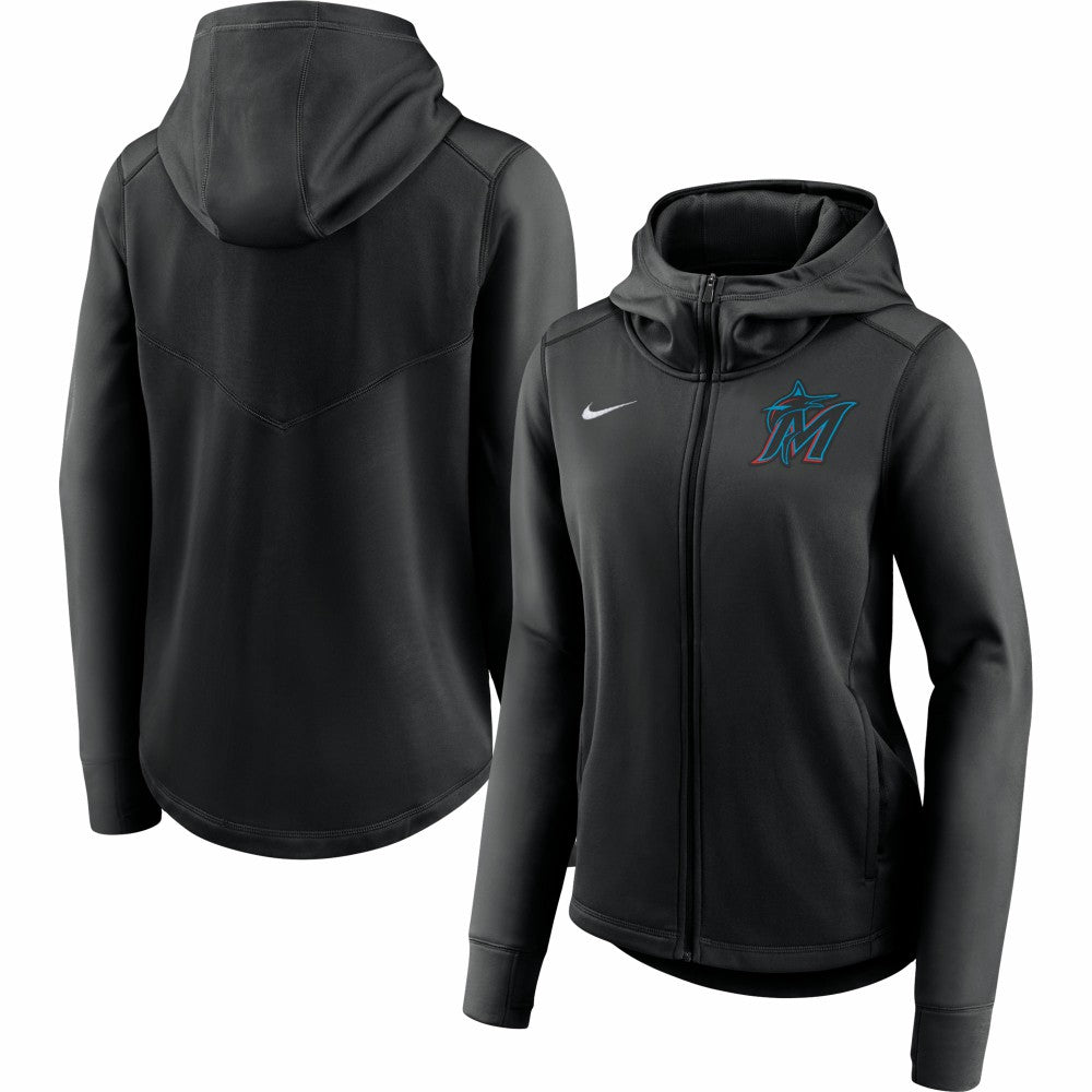 Miami Marlins Women's Authentic Collection Baseball Performance Full-Zip Hoodie Black | Nike
