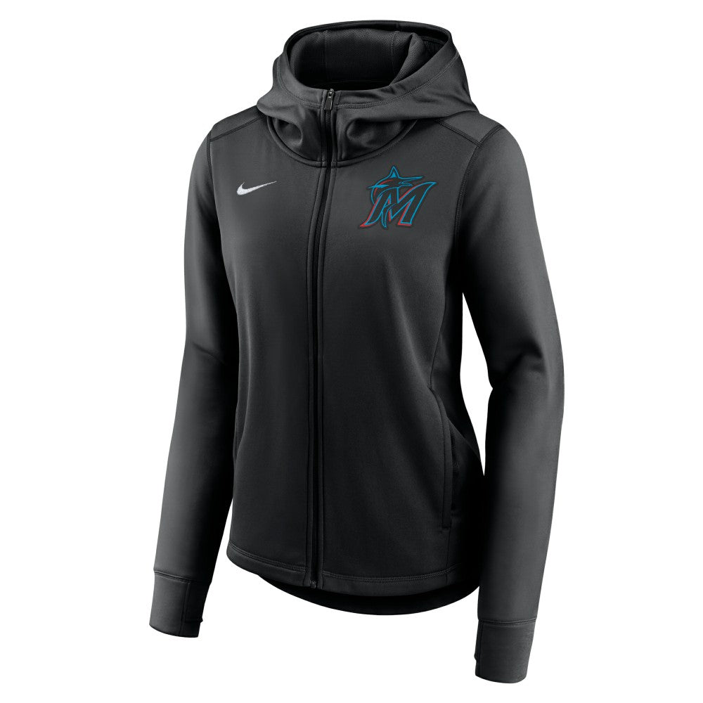 Miami Marlins Women's Authentic Collection Baseball Performance Full-Zip Hoodie Black | Nike
