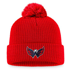 Washington Capitals Fanatics Primary Logo Cuffed Knit Hat with Pom Red