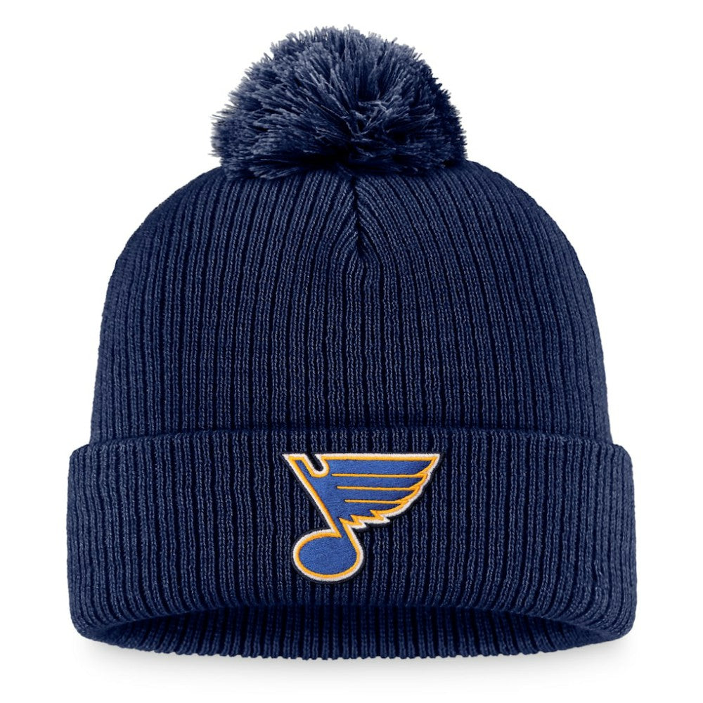 St. Louis Blues Fanatics Primary Logo Cuffed Knit Hat with Pom Navy