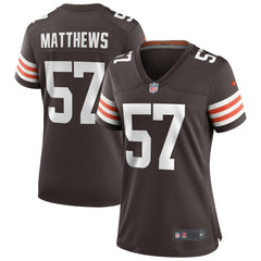 Clay Matthews Cleveland Browns Women's Game Retired Player Jersey - Brown
