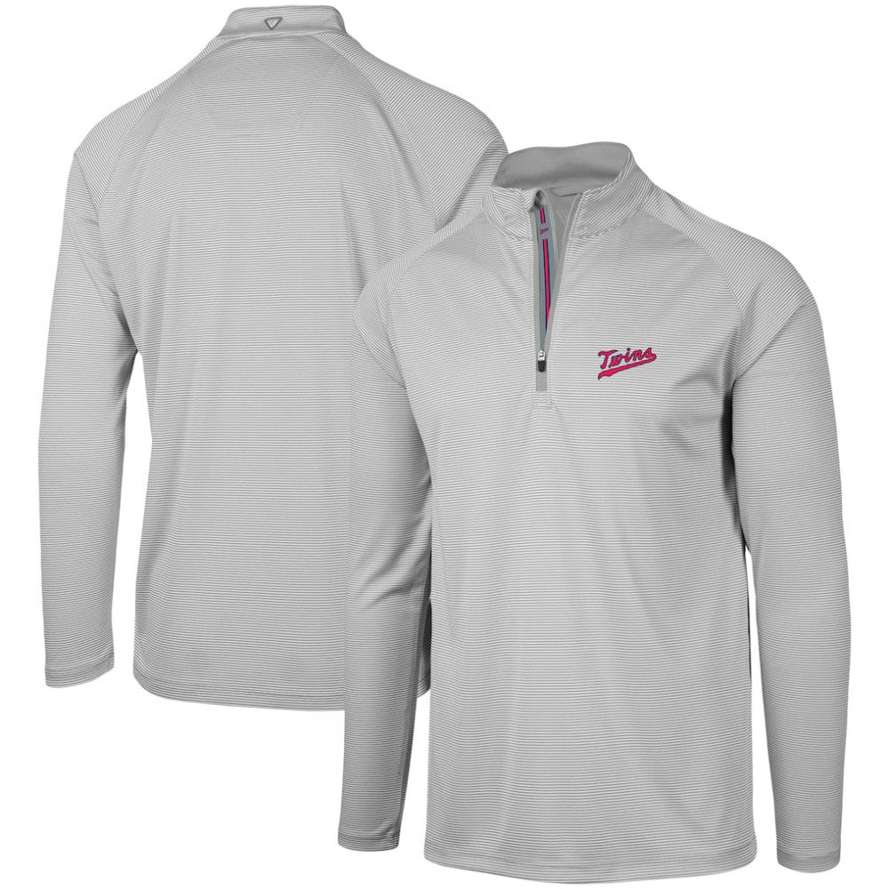 Minnesota Twins Levelwear Orion Historic Logo Raglan Quarter-Zip Jacket Gray
