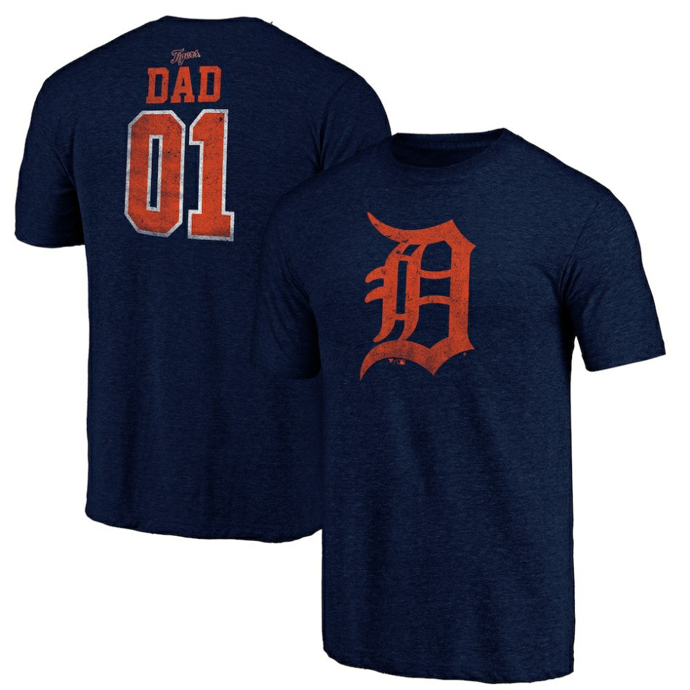 Detroit Tigers Father's Day Greatest Dad Tri-Blend T-Shirt Navy