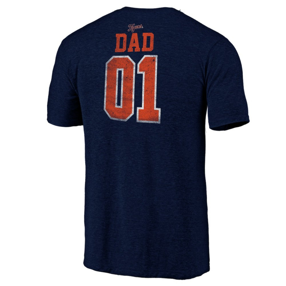 Detroit Tigers Father's Day Greatest Dad Tri-Blend T-Shirt Navy