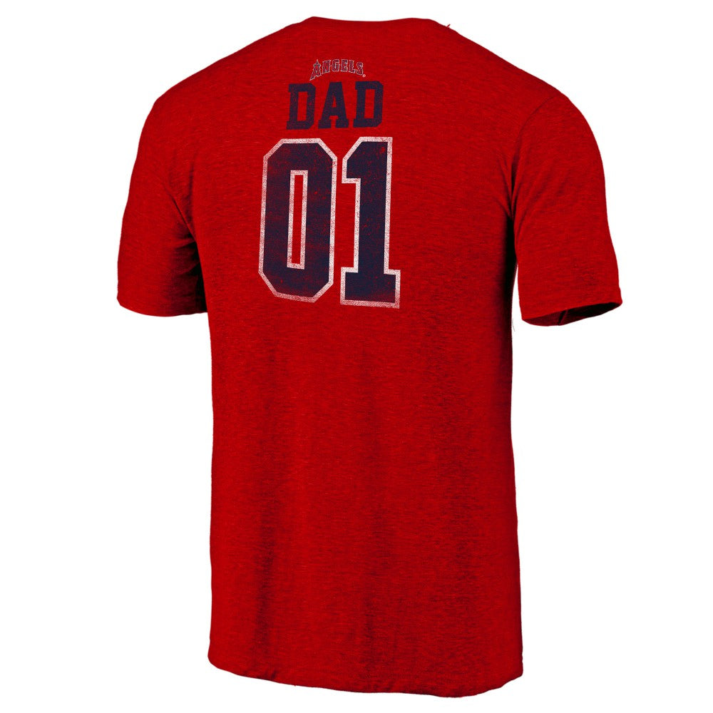 Los Angeles Angels Father's Day Greatest Dad Tri-Blend T-Shirt Red