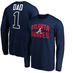 Atlanta Braves Father's Day #1 Dad Long Sleeve T-Shirt Navy