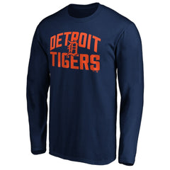 Detroit Tigers Father's Day #1 Dad Long Sleeve T-Shirt Navy