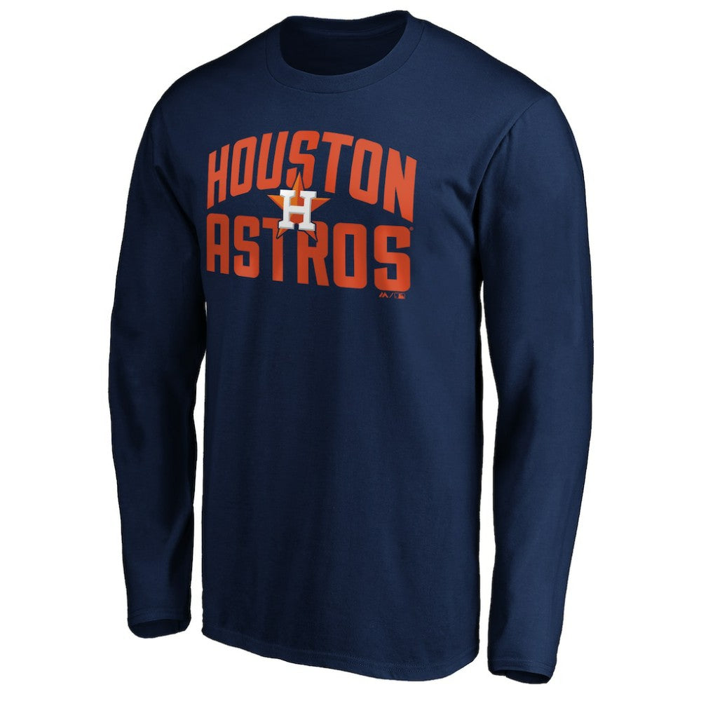 Houston Astros Father's Day #1 Dad Long Sleeve T-Shirt Navy