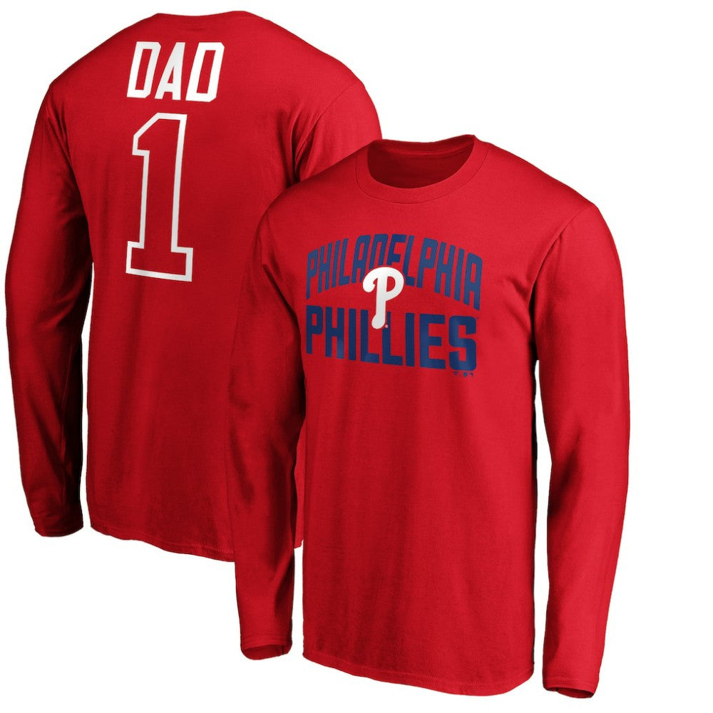 Philadelphia Phillies Father's Day #1 Dad Long Sleeve T-Shirt Red