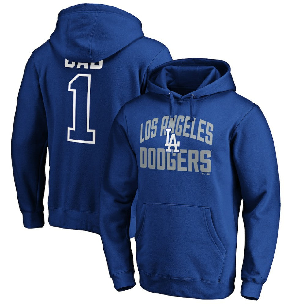 Los Angeles Dodgers Father's Day #1 Dad Pullover Hoodie Royal