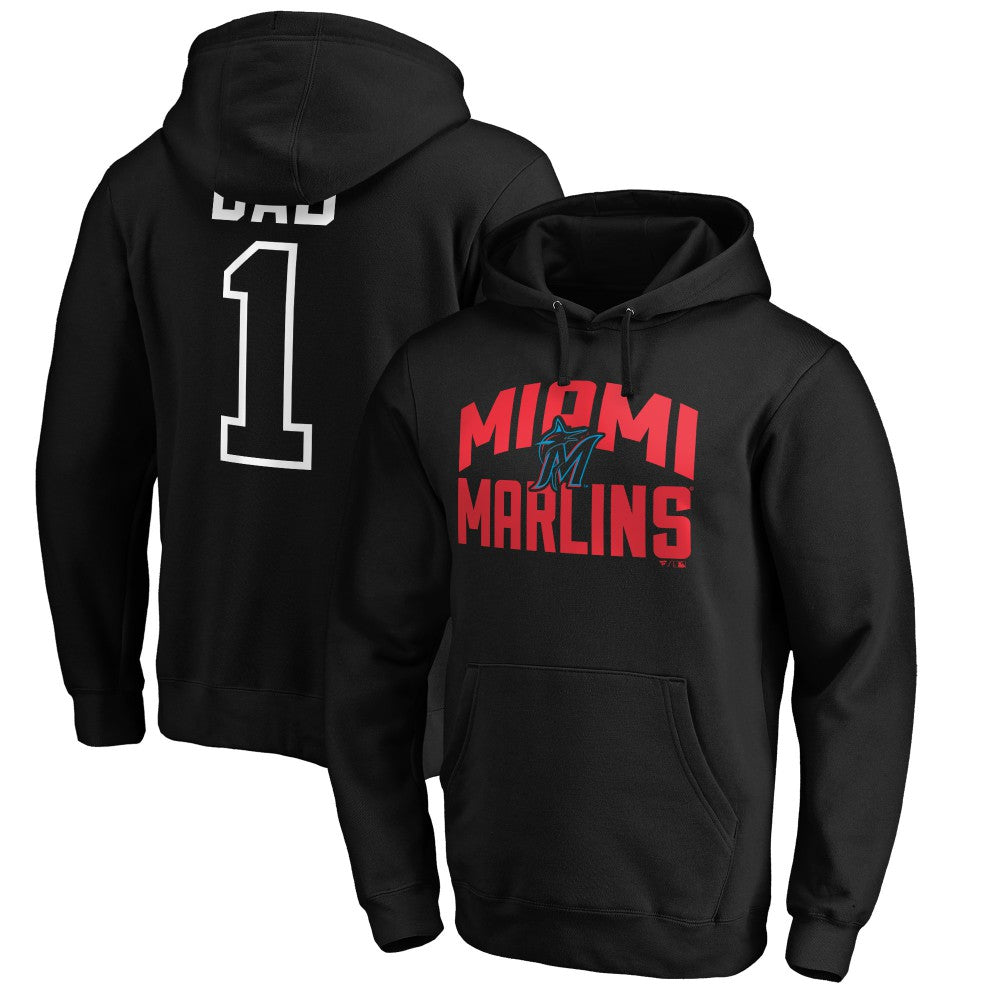 Miami Marlins Father's Day #1 Dad Pullover Hoodie Black