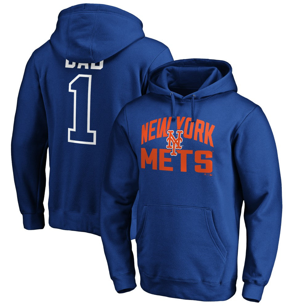 New York Mets Father's Day #1 Dad Pullover Hoodie Royal
