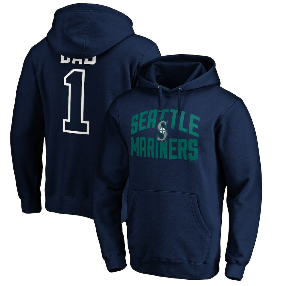 Seattle Mariners Father's Day #1 Dad Pullover Hoodie Navy