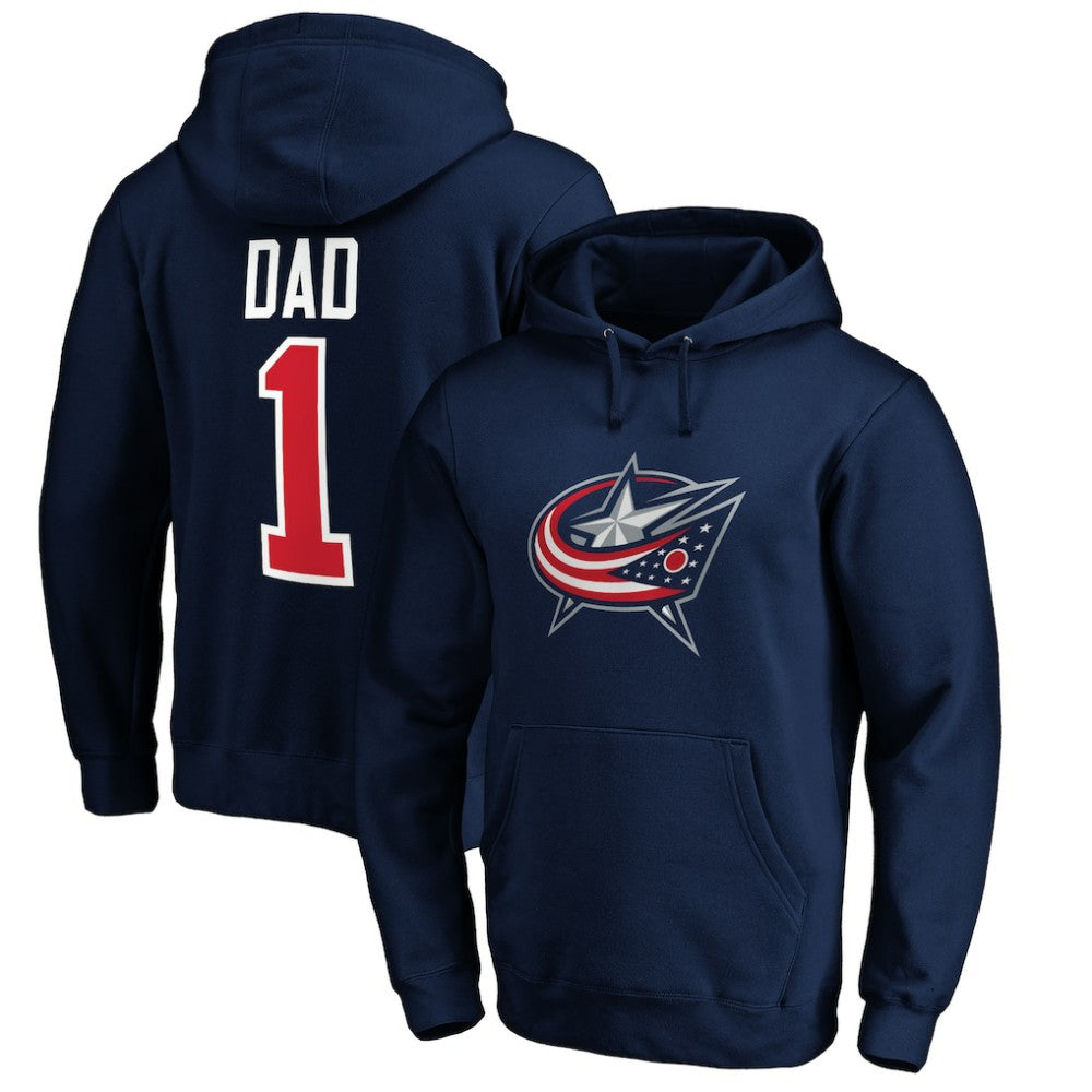 Columbus Blue Jackets #1 Dad Pullover Hoodie Navy