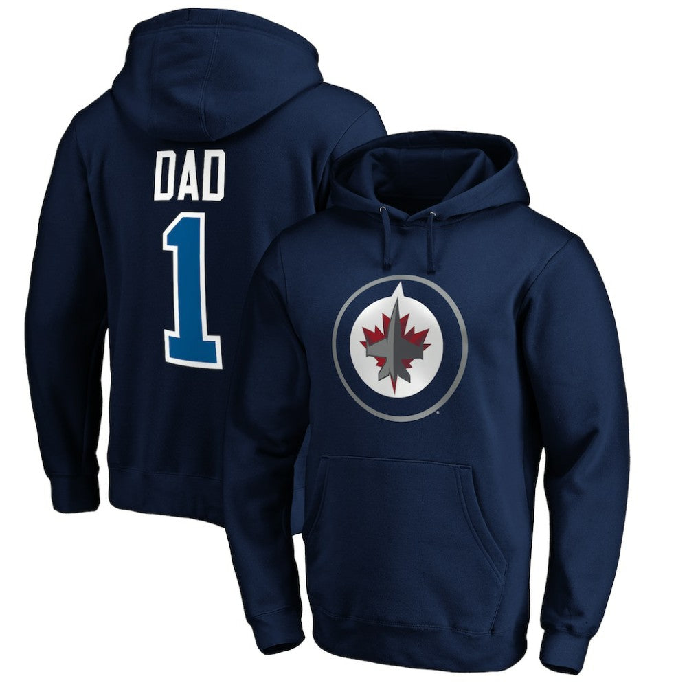 Winnipeg Jets #1 Dad Pullover Hoodie Navy