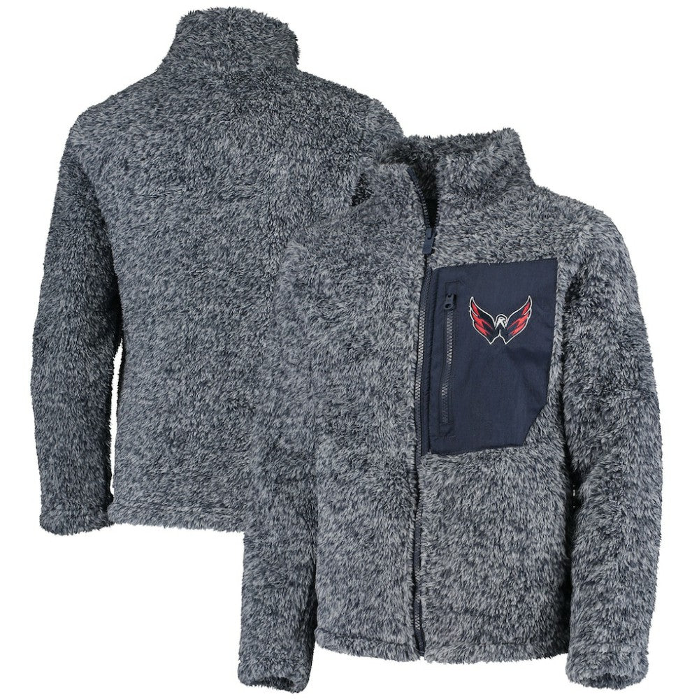 Washington Capitals Girls Youth Fan Gear Sherpa Full-Zip Jacket Navy